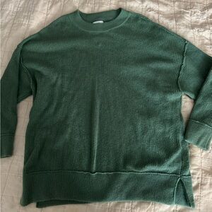 aerie Green Knit Crewneck Sweater